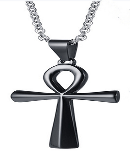 Gold and Steel Cross Pendant Necklace