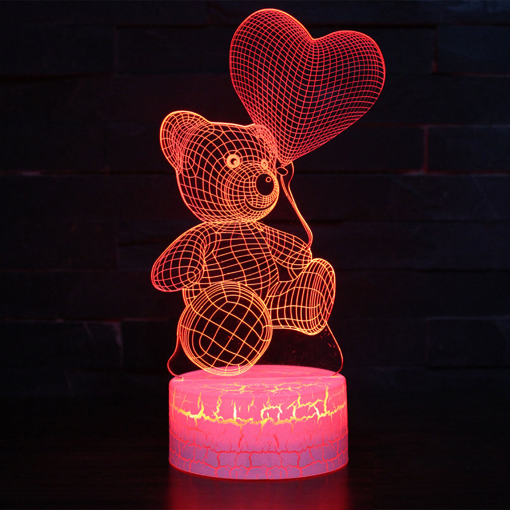 3D LED Herz-Bär Nachtlicht für Kinderzimmer-Dekoration