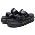 Damen Leder-Sandalen mit offener Spitze und Schnallenriemen