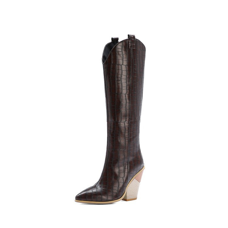 Snake Print High Heel Rider Boots