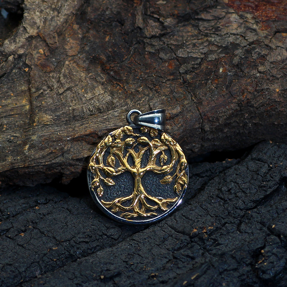 Men's Gold Tree Pendant Necklace
