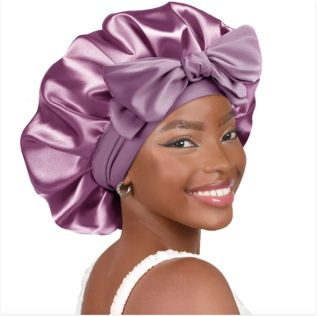 Double-Layer Bow Wide-Brimmed Hair Care Hat – Shower Cap & Hair Wrap for Women