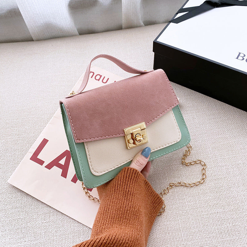 Retro Kontrast Kleine quadratische Handtasche – Kompakte PU-Tasche in 5 Farben