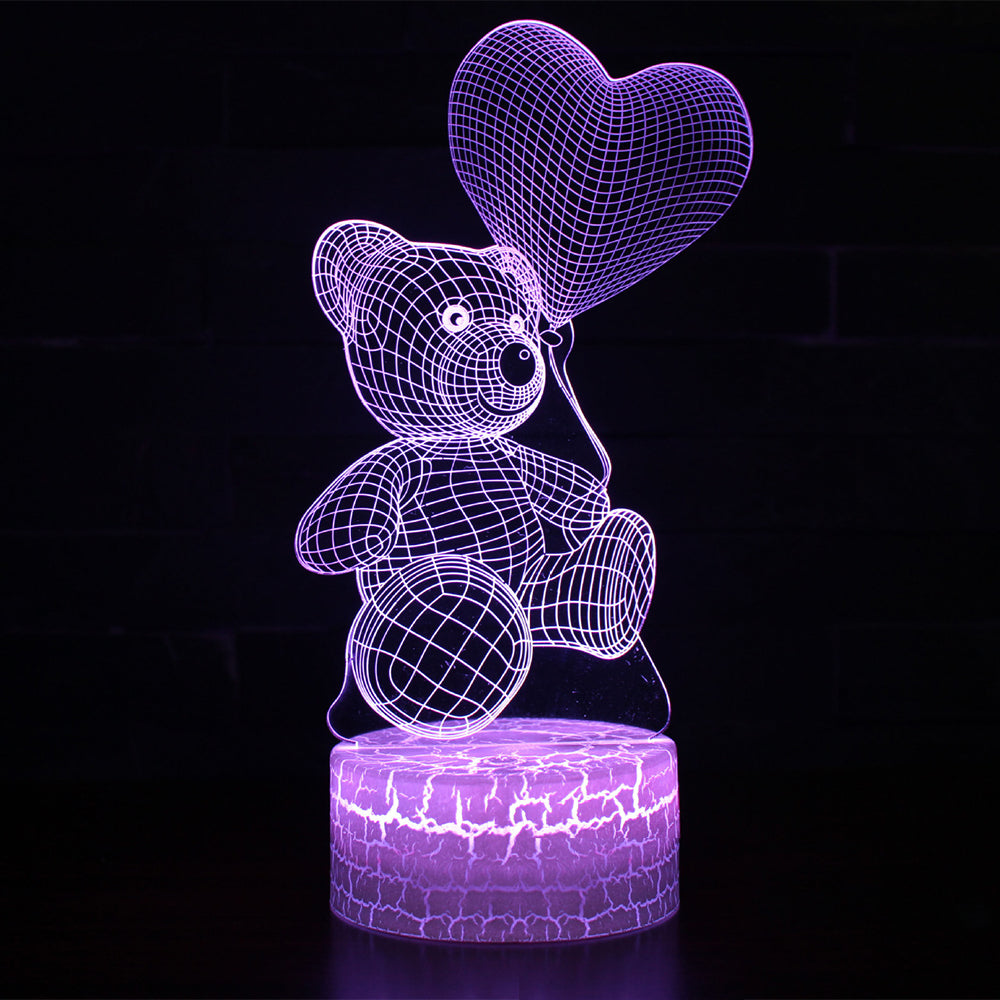 3D LED Herz-Bär Nachtlicht für Kinderzimmer-Dekoration