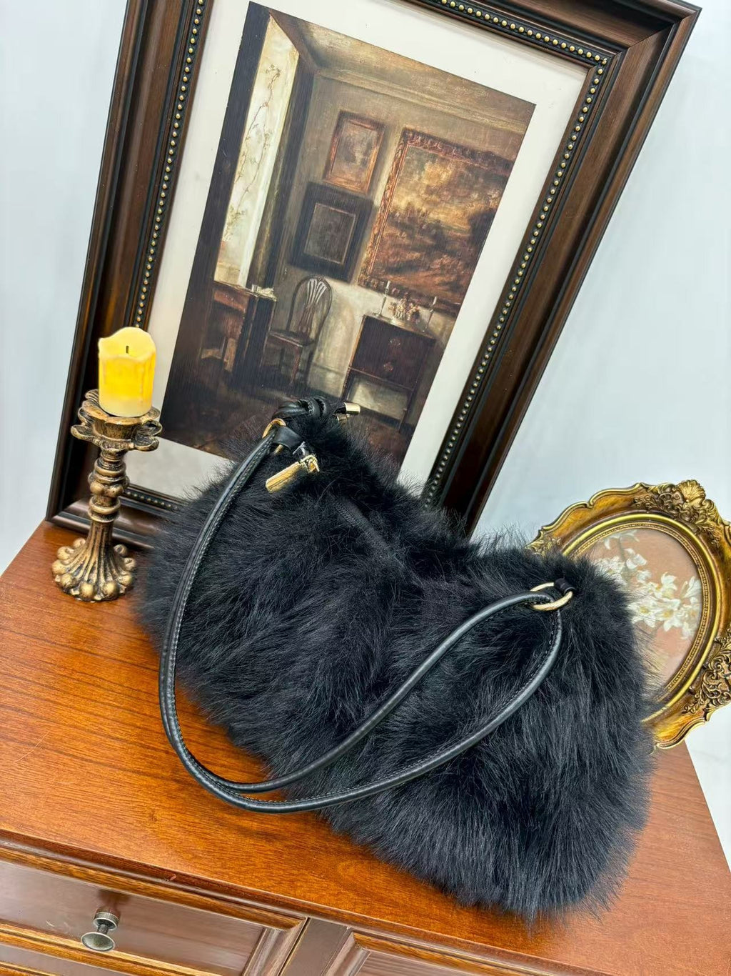 Plush Faux Fur Shoulder Bag