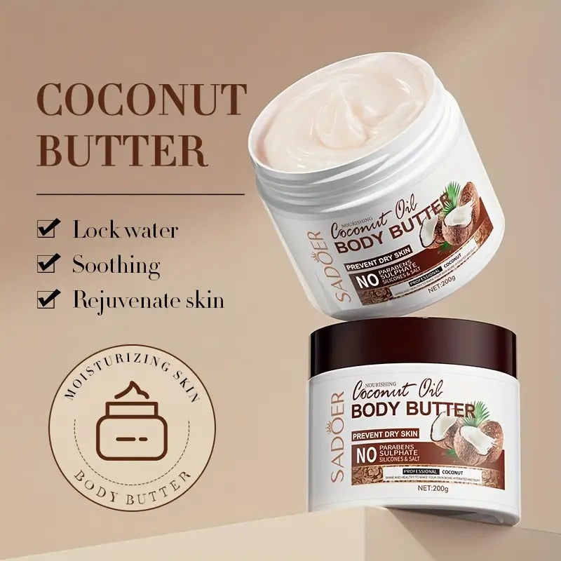 Coconut Body Butter for Dry Skin – Deep Moisturising Cream (200g)