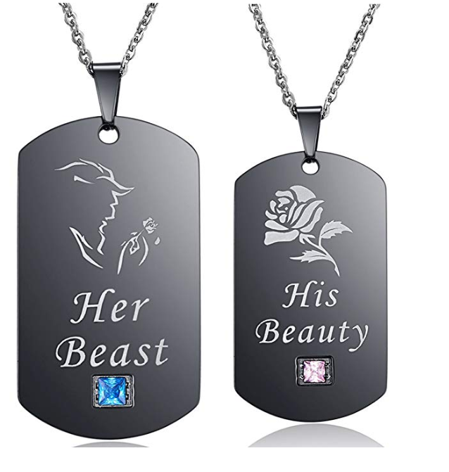 Titanium Steel Crown Couple Necklace
