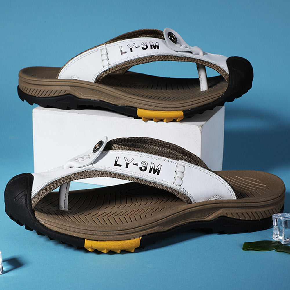 Herren Freizeit-Leder-Flip-Flops-Sandalen für den Sommer