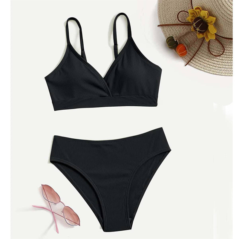 Girls' UV Protection Cartoon Bikini Swimsuit