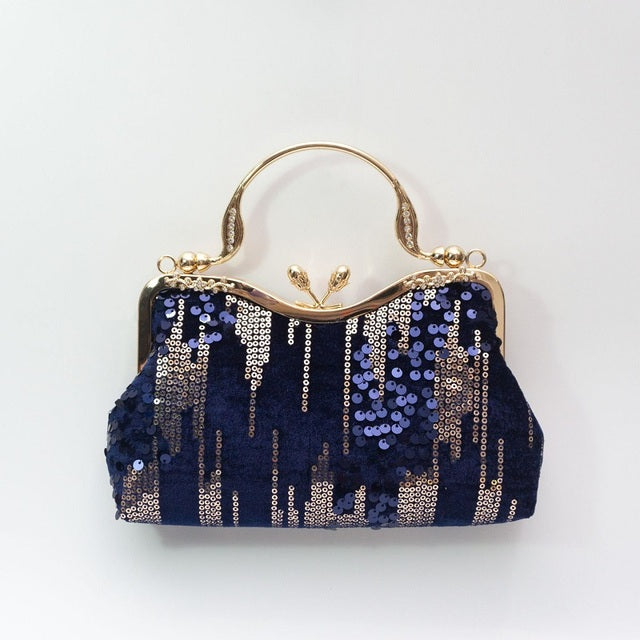 Women's Velvet Sequin Clutch Evening Bag – Luxury Beaded Handbag for Weddings & Occasions