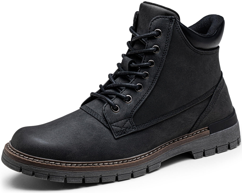 Jousen Men's Zipper Chukka Ankle Boots – Casual Fashion Lace-Up Boots in Black (Size 9)