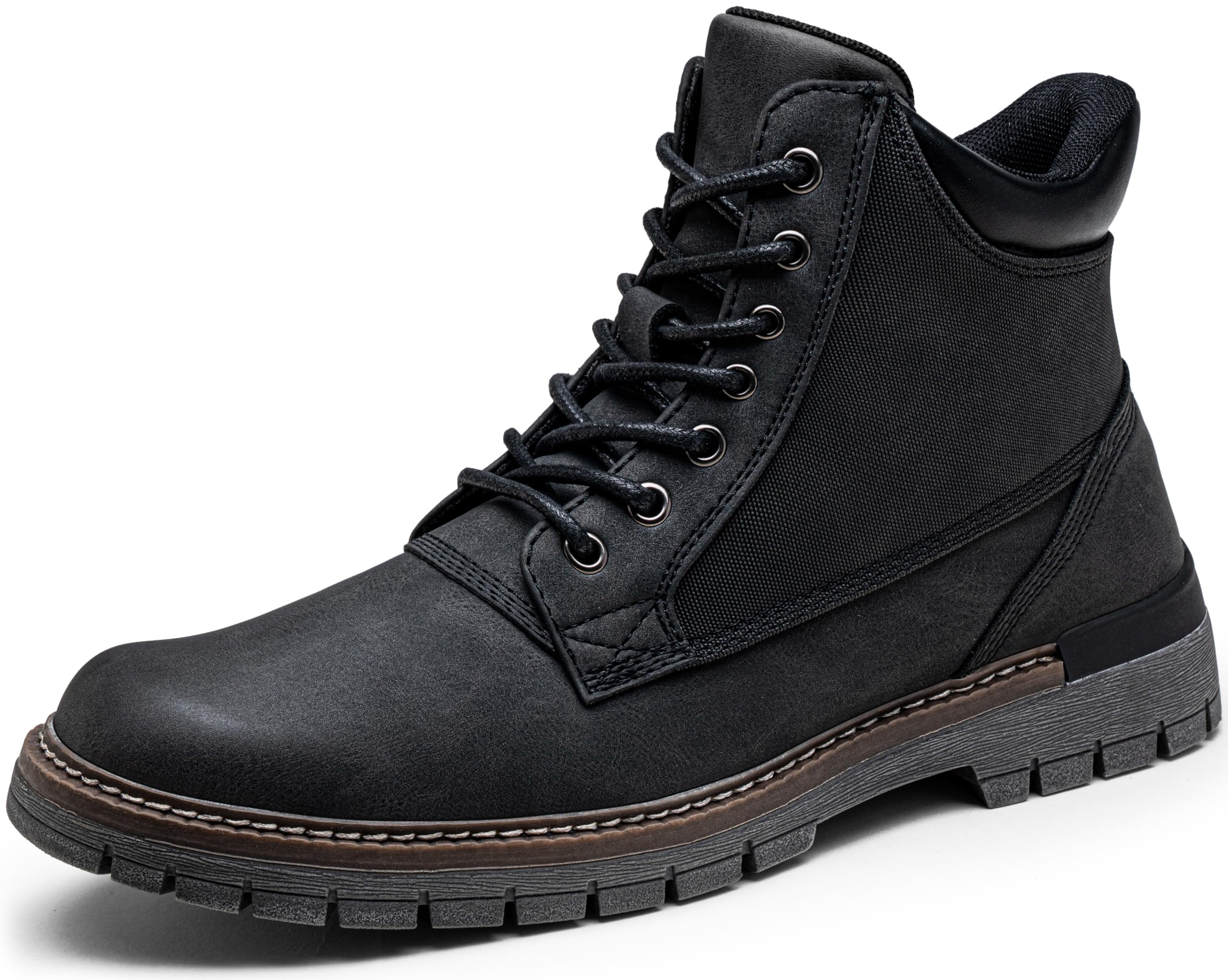 Jousen Men's Zipper Chukka Ankle Boots – Casual Fashion Lace-Up Boots in Black (Size 9)