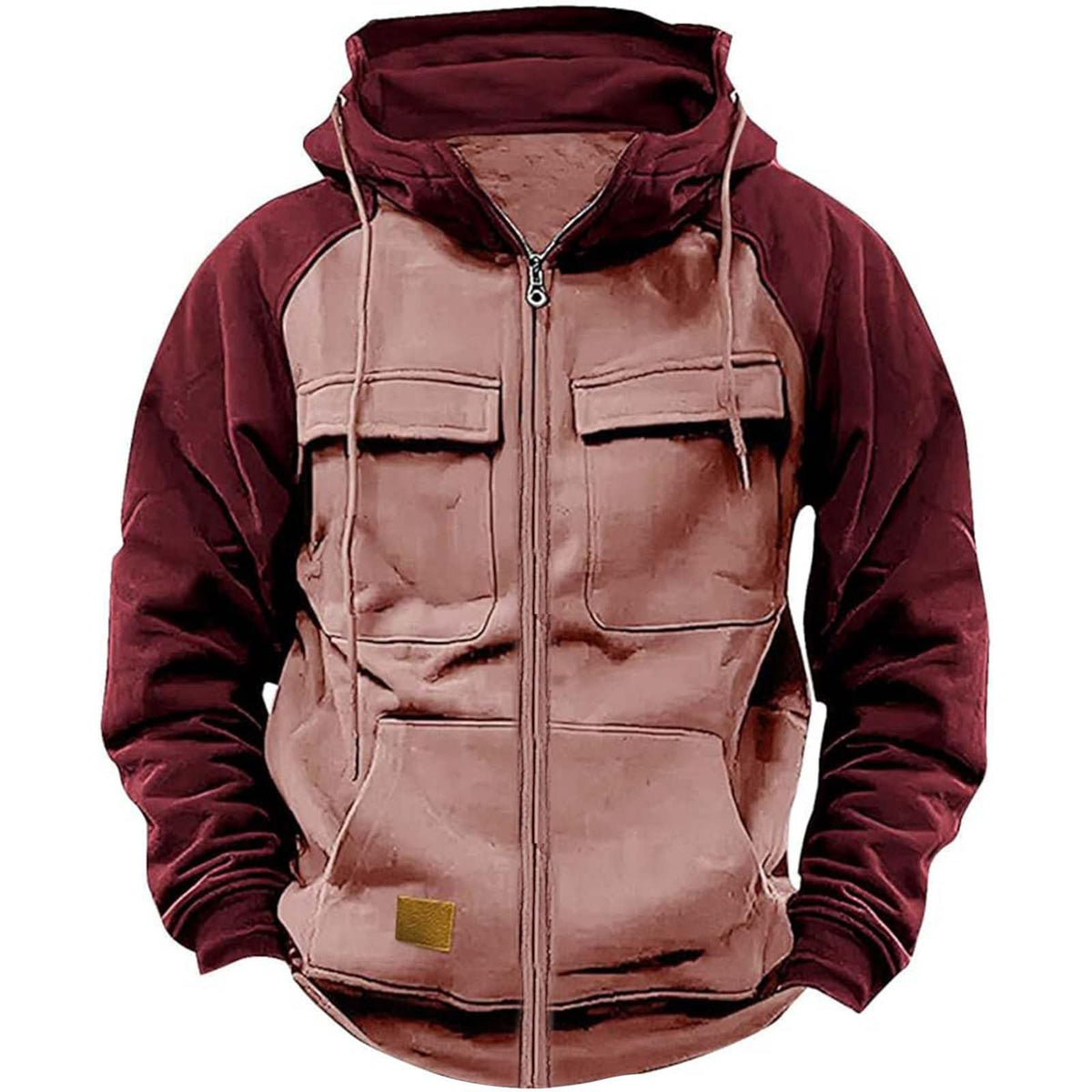 Men's Camo Full Zip Hoodie Sweatshirt – Outdoor Jacket with Pockets in Pink (Medium)