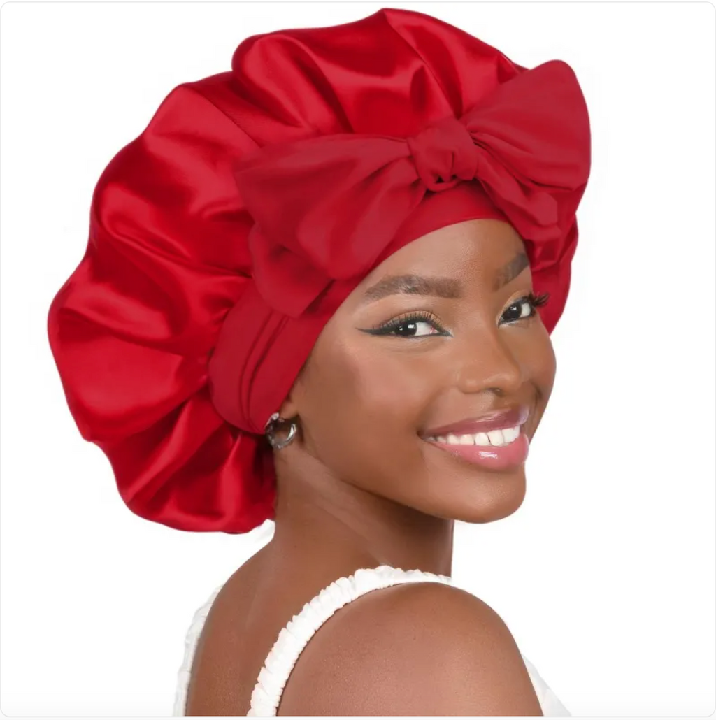 Double-Layer Bow Wide-Brimmed Hair Care Hat – Shower Cap & Hair Wrap for Women