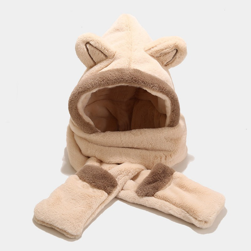Faux Fur Cat Ear Hat with Scarf and Mittens