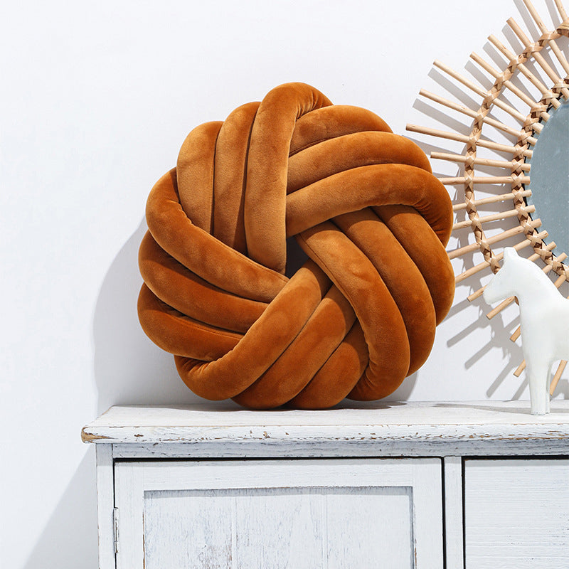 Coussin boule nouée nordique | Oreiller décoratif en peluche | 10 coloris | 35×35cm