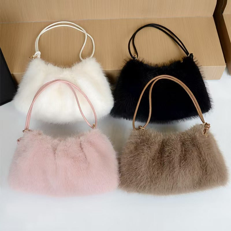 Plush Faux Fur Shoulder Bag