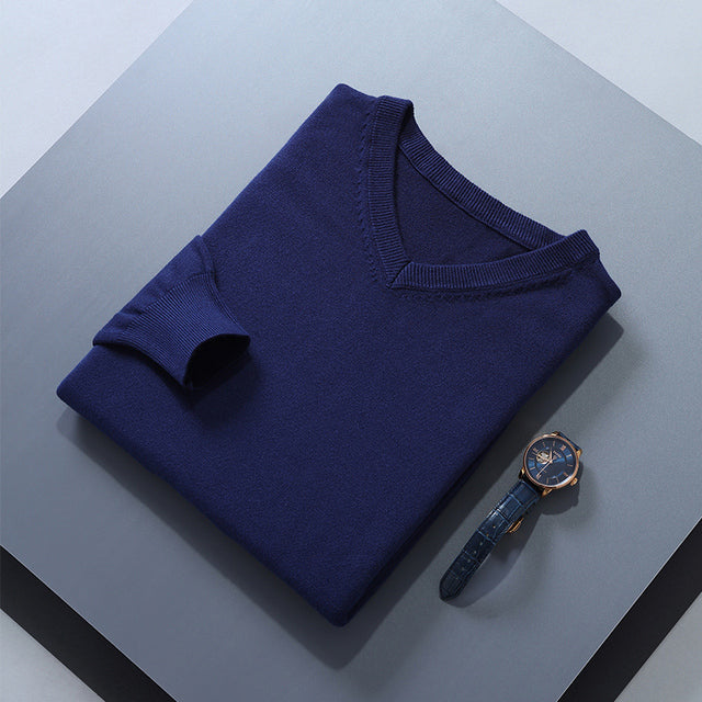 Men's Cashmere-Blend V-Neck Sweater