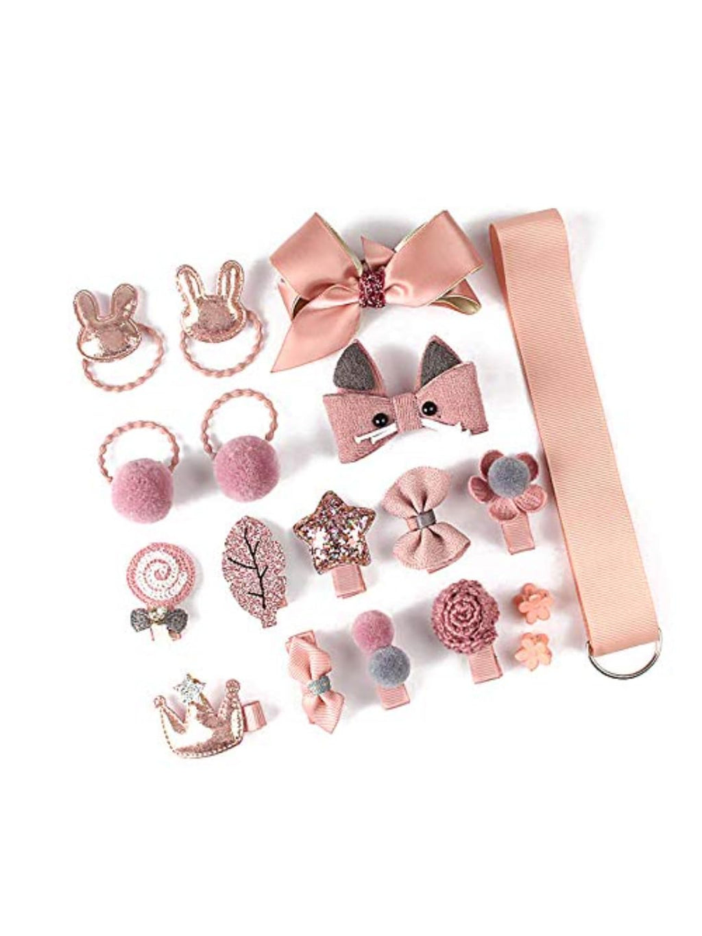 Rosa Haarspangen-Set für Mädchen – 18 Stück