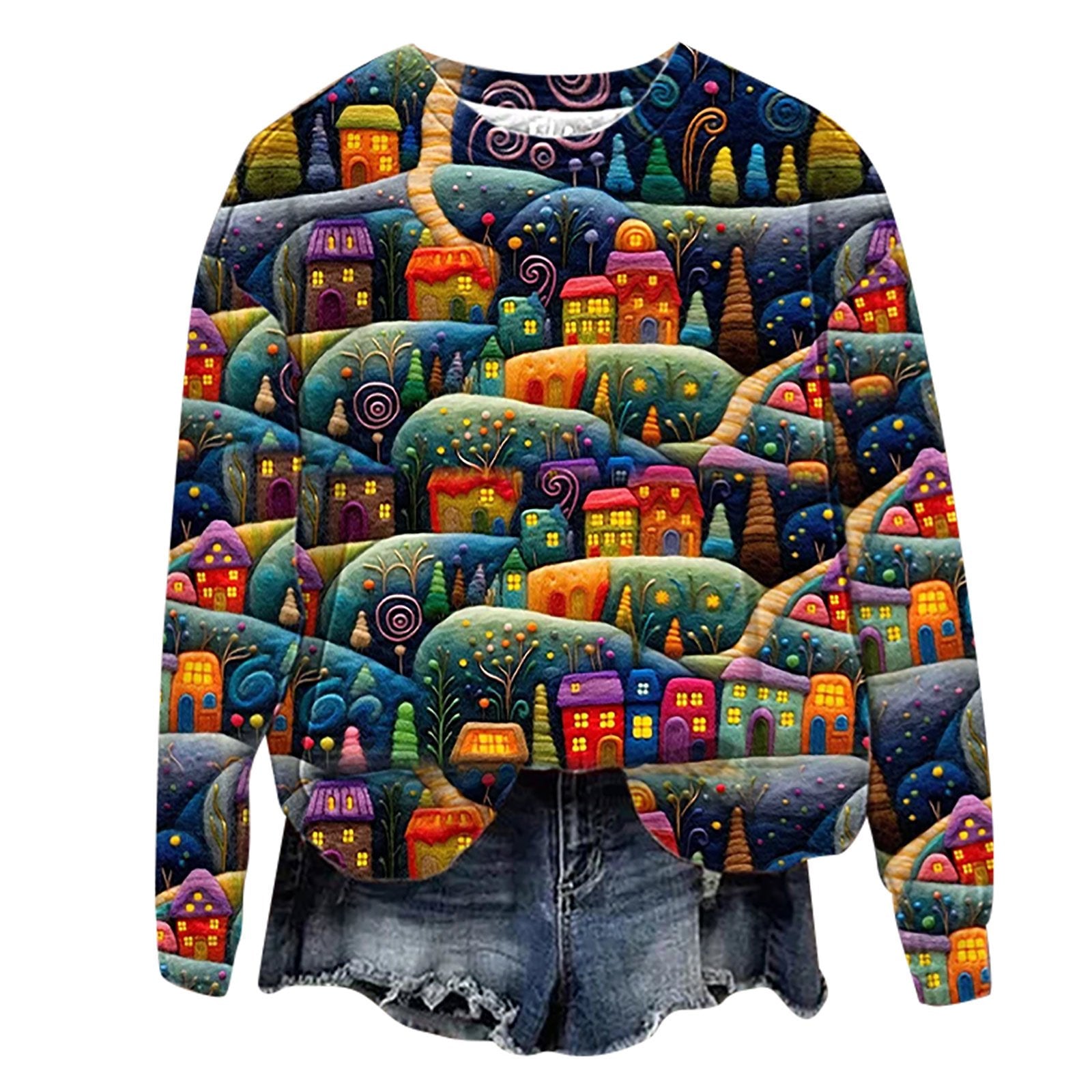 T-shirt de Noël à col rond et style urbain