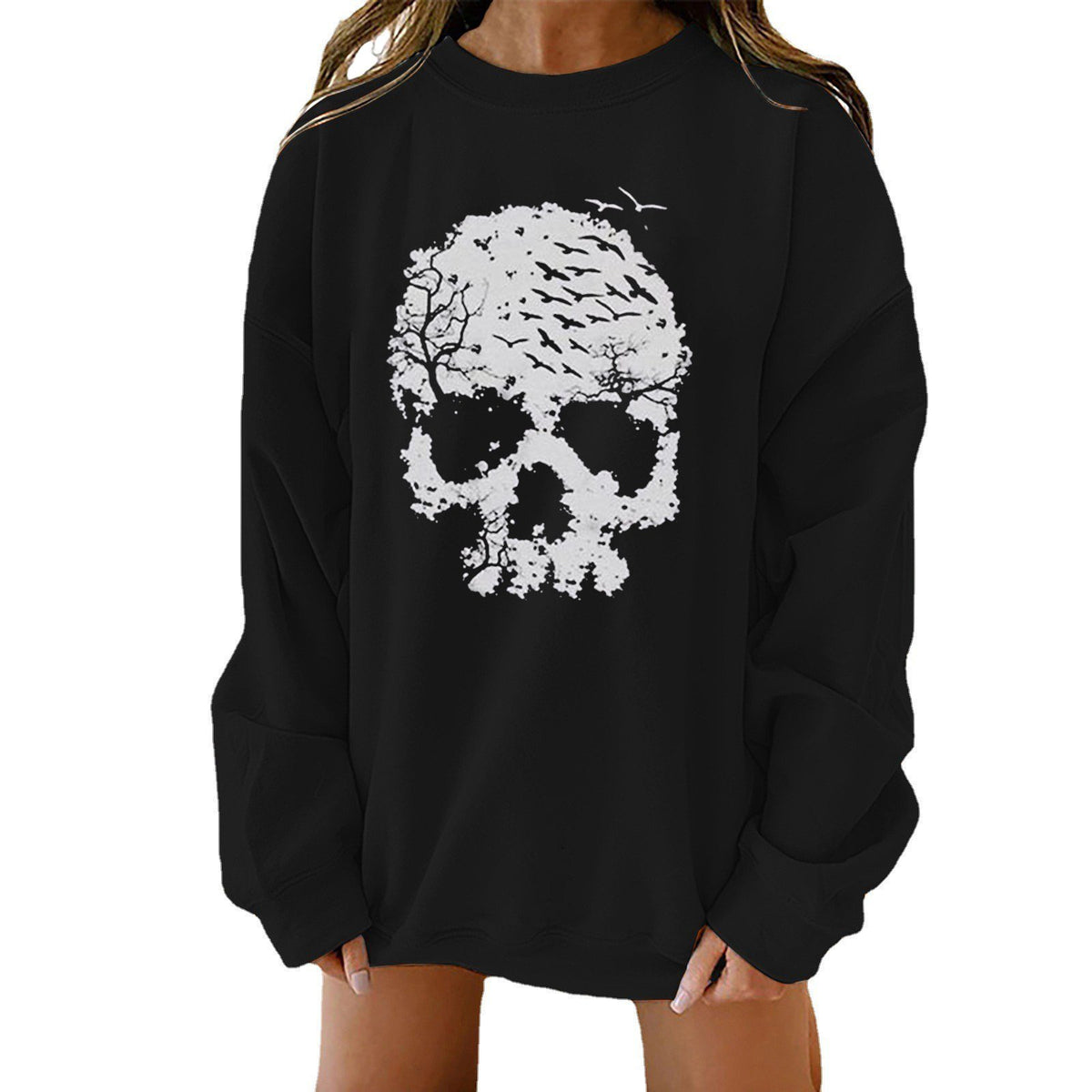 Halloween Print Loose-Fit Long-Sleeve Sweater
