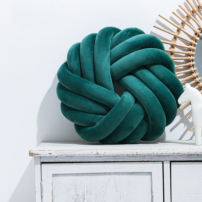 Coussin boule nouée nordique | Oreiller décoratif en peluche | 10 coloris | 35×35cm