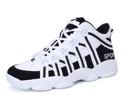 High-Top Basketball Shoes for Men & Women – Ankle Support, White, Black & Red, EU 36–45