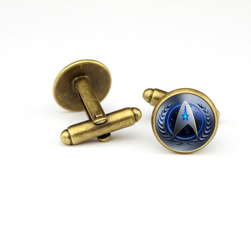 Boutons de manchette pour homme avec pierres précieuses – Boutons de manchette de chemise en alliage d'argent et de bronze