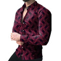 Herren Langarm-Hemd mit Muster – Button-Down