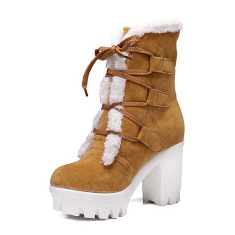 Women's Plush-Lined Chunky Mid-Calf Boots
