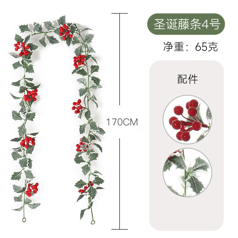 Christmas Berry Vine Garland – Artificial Red Berry Wall Decor
