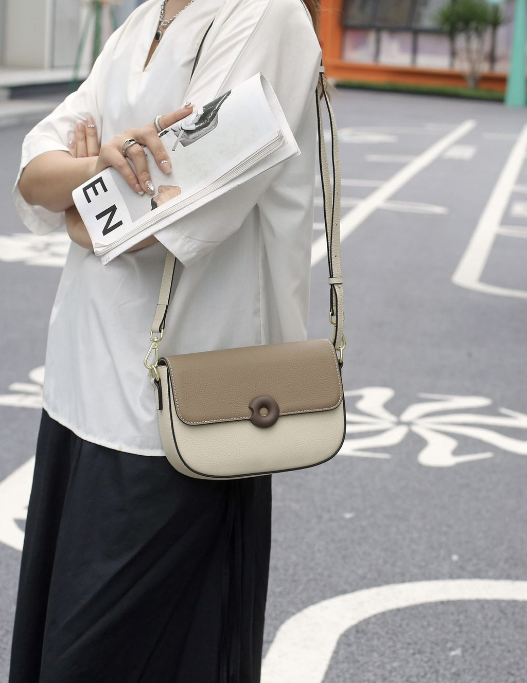 Mini Genuine Leather Saddle Crossbody Bag