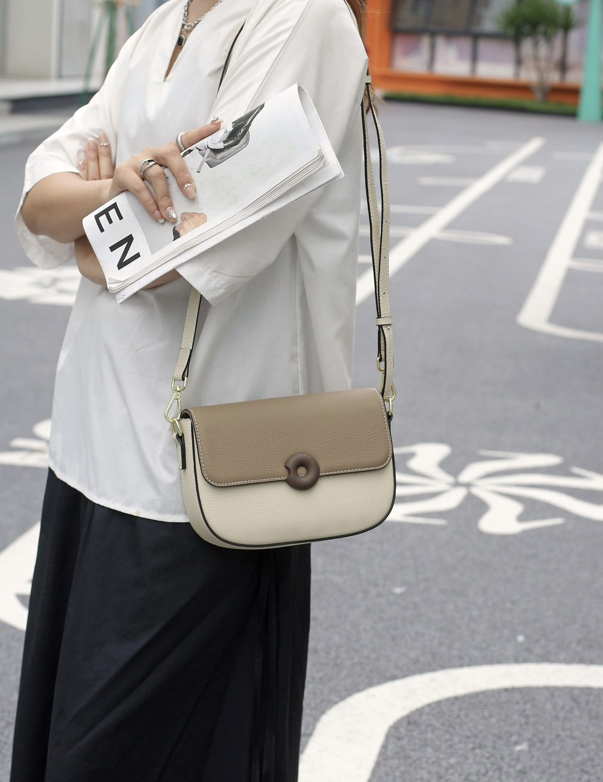 Mini Genuine Leather Saddle Crossbody Bag
