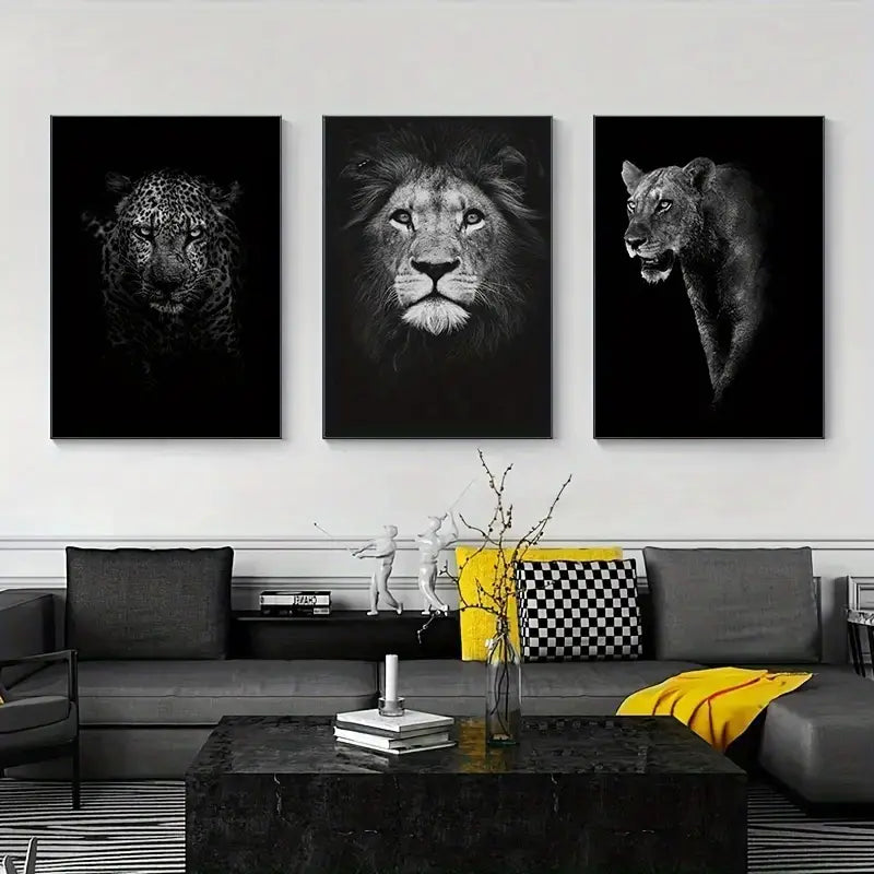 3 Stücke Tier Leinwand Wandkunst für Wohnzimmer Dekoration