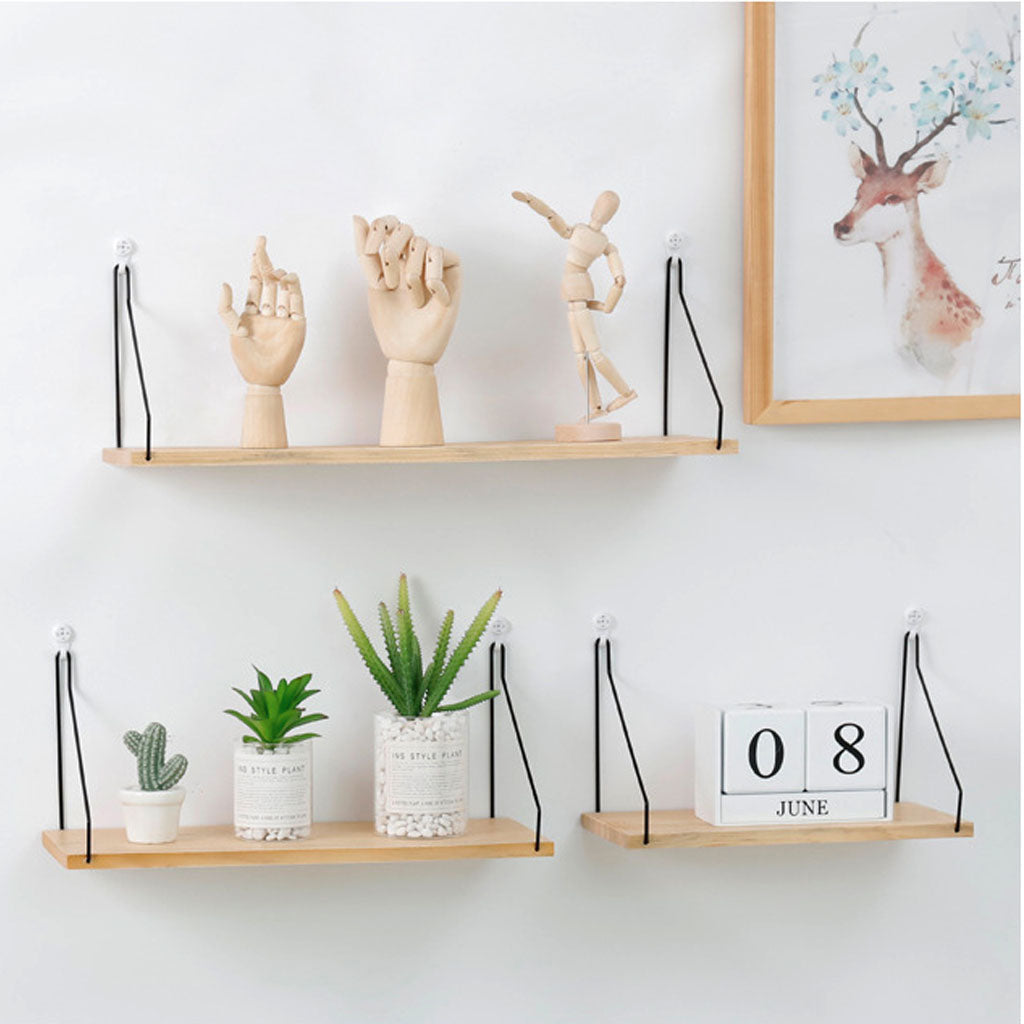 Wandregal aus Eisen und Holz für Wohnzimmer-Dekoration