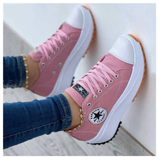 Women's Breathable High Top Canvas Shoes – T-Strap Pointed Toe Casual Sneakers