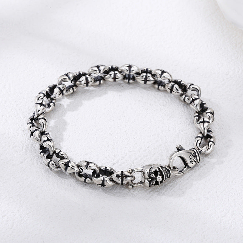 Men's Sterling Silver Skull Bracelet