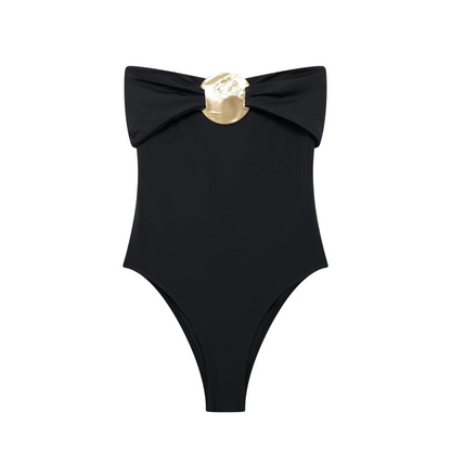 Women's Swimsuit with Gold Metal Accent