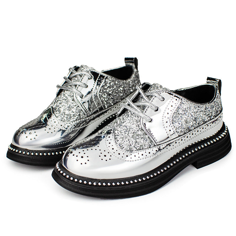 Girls Flat Leather School Shoes