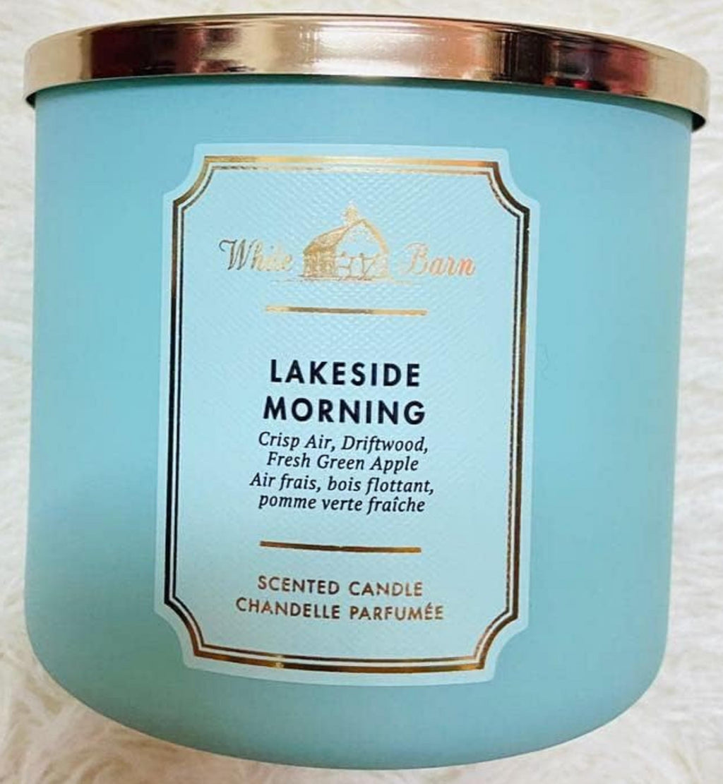 Bath & Body Works White Barn Lakeside Morning 3-Wick Candle – Essential Oils, 14.5oz