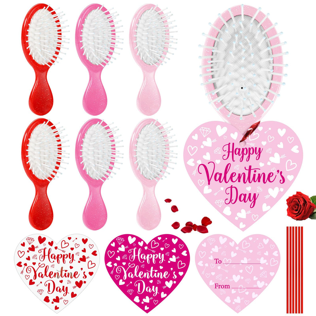 Mini Hairbrushes with Greeting Cards, 6 Sets