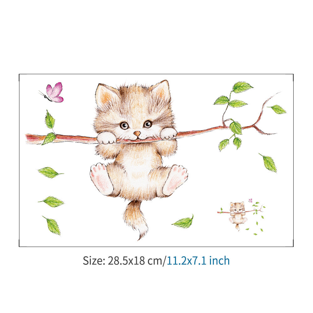Stickers muraux Mignon Chat Papillon pour la Décoration de Chambre d'Enfants