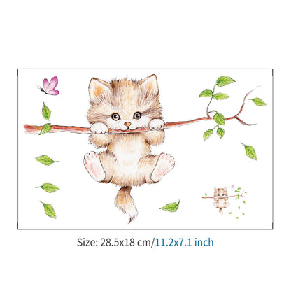 Cute Cat Butterfly Wall Stickers for Kids' Room Decor