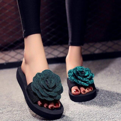 Rose Design Flat Sandals for Women