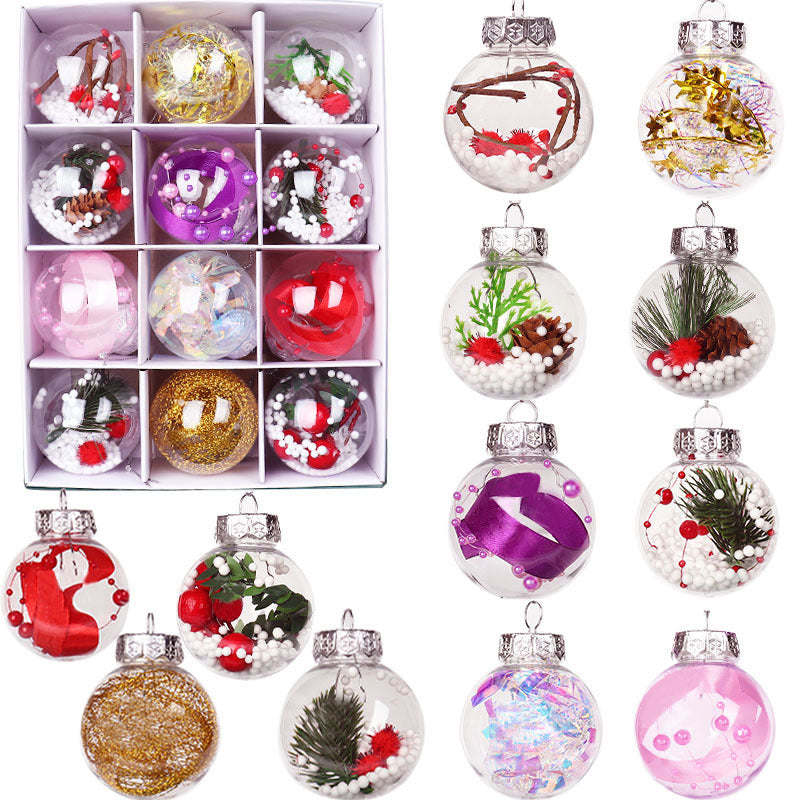 Clear Christmas Bauble Set – 12 x 6cm Tree Ornaments