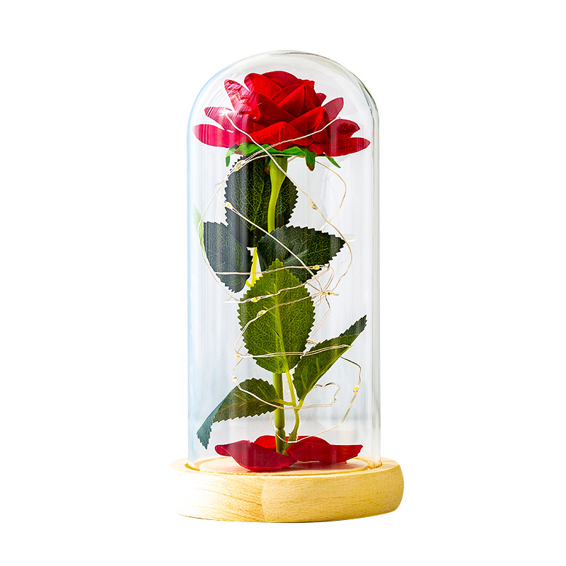 LED Rose Ornament Under Glass Cover