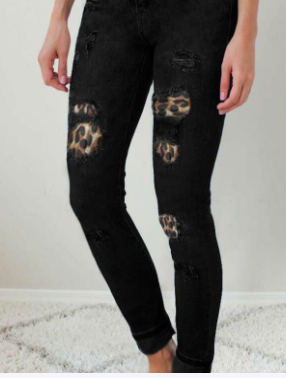 Women's Patchwork Stretch Skinny Jeans