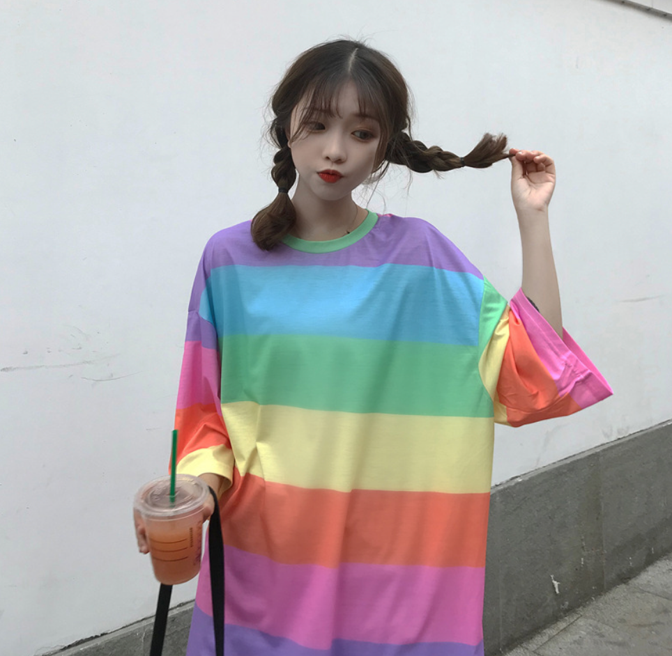 Rainbow Striped Short Sleeve T-Shirt