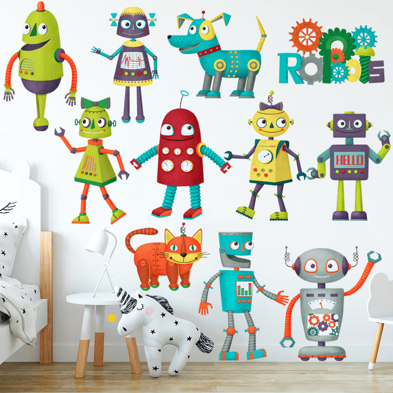 Cartoon Roboter Wandaufkleber für Kinderzimmer Deko