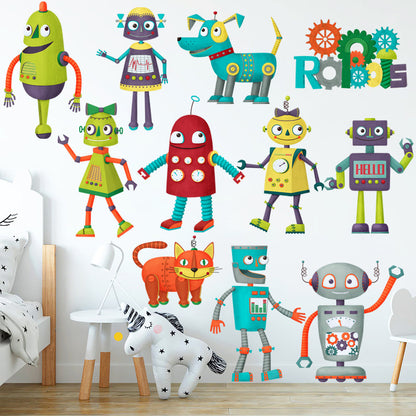 Cartoon Robot Wall Stickers for Kids' Room Decor